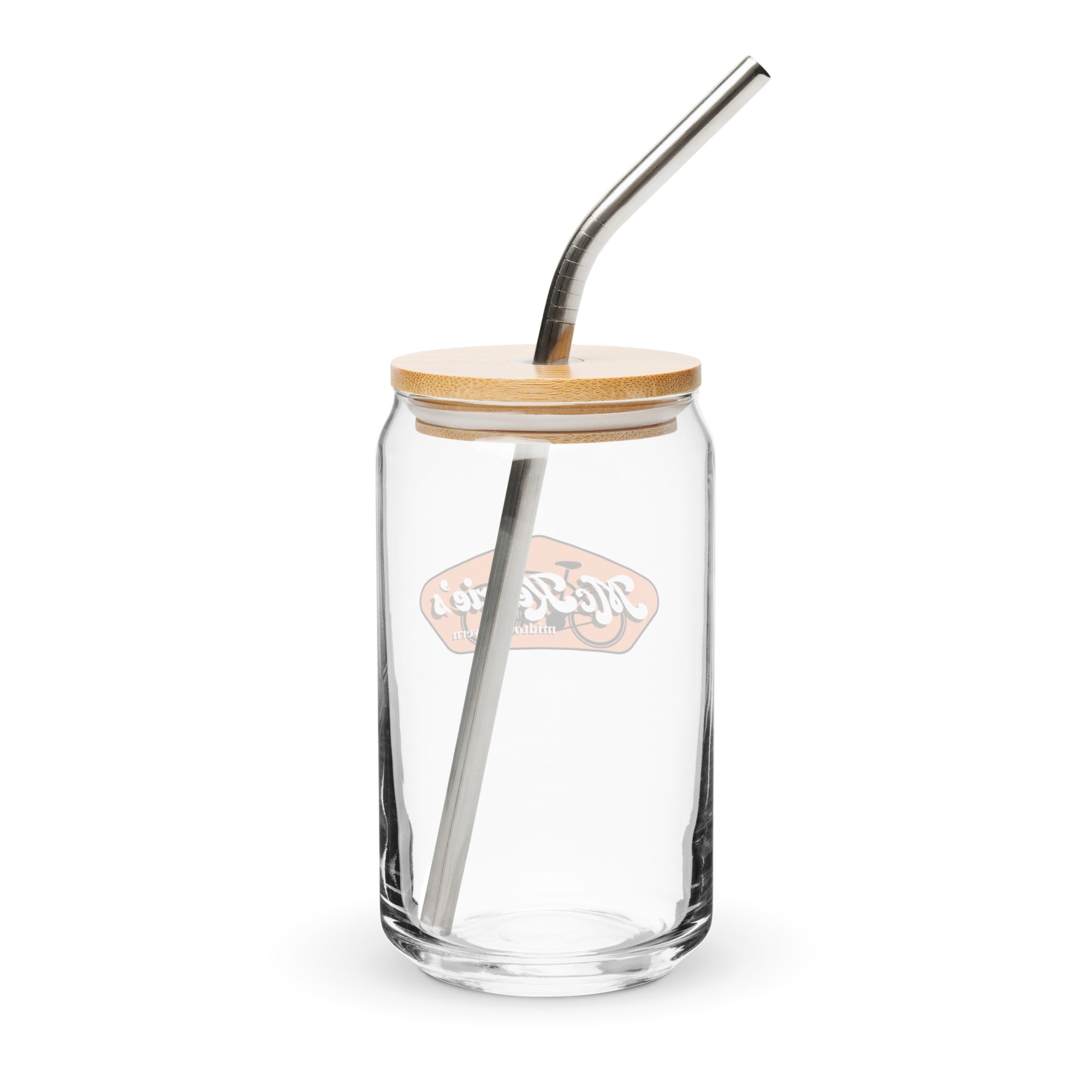 McKenzie’s Can Glass  16 oz with Lid and Straw - Back View
