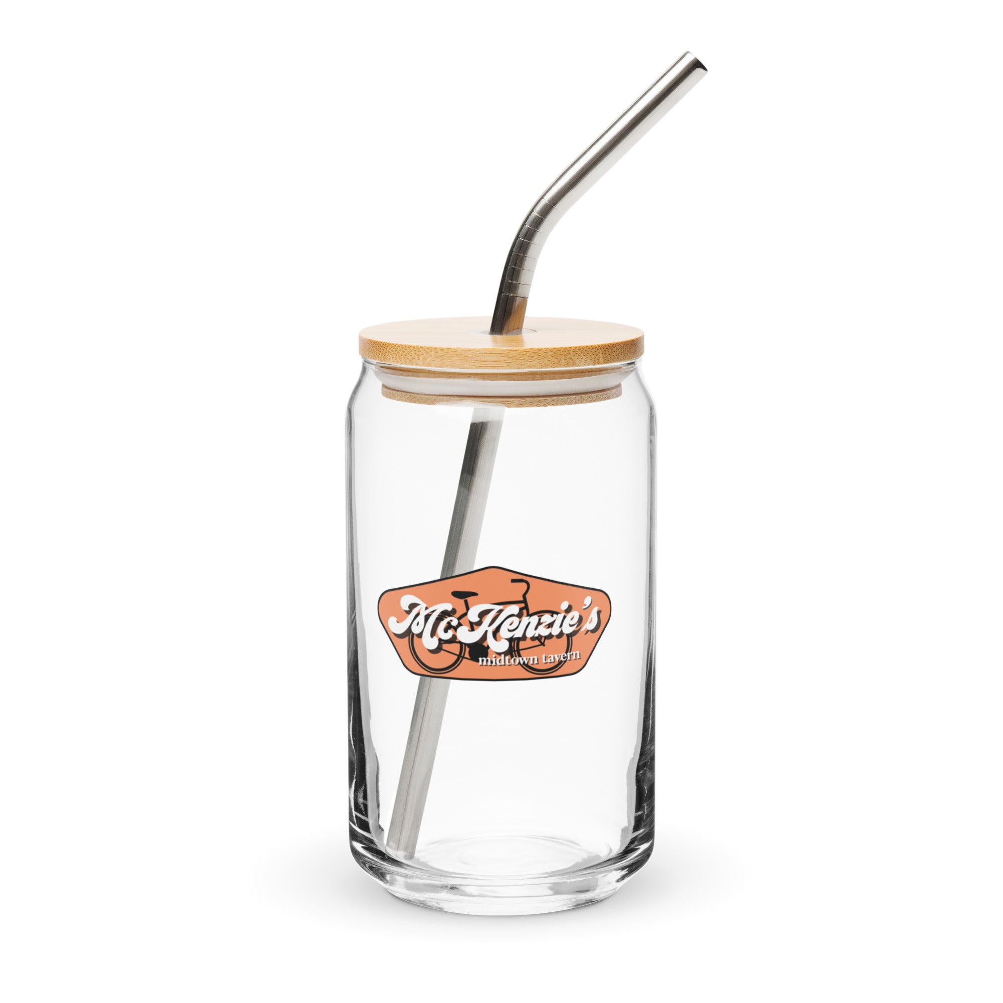 McKenzie’s Can Glass  16 oz with Lid and Straw