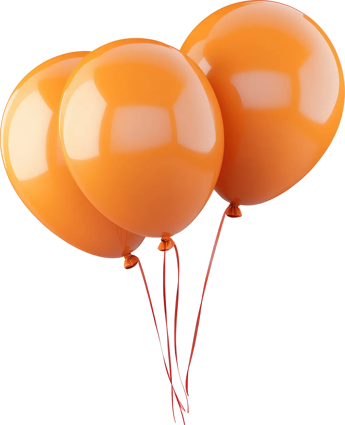 Three orange balloons tied together