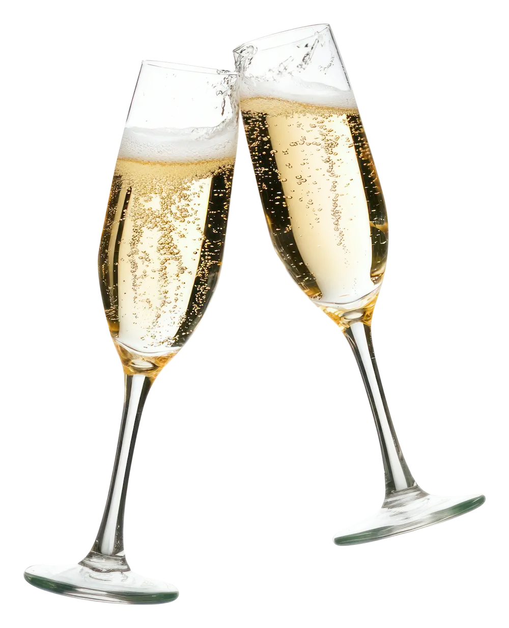 Two champagne flutes filled with sparkling wine